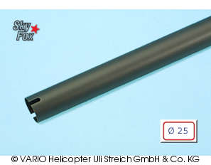 Alu-Heckrohr 25 x 0,8 x 720 mm, schwarz