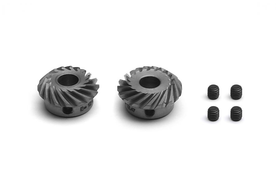 Spiral tooth bevel gears 17 t. Ø 5 mm + 16 t. Ø 6 mm