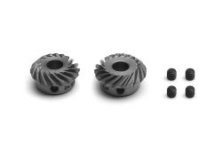 Spiral tooth bevel gears 17 t. Ø 5 mm + 16 t. Ø 6 mm