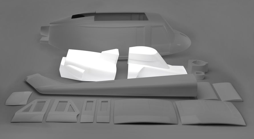 Upper cowlings for Bell 412 Jet (2-piece)