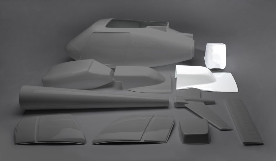 Single-engine fairing cowlings (AS 350), 2-piece