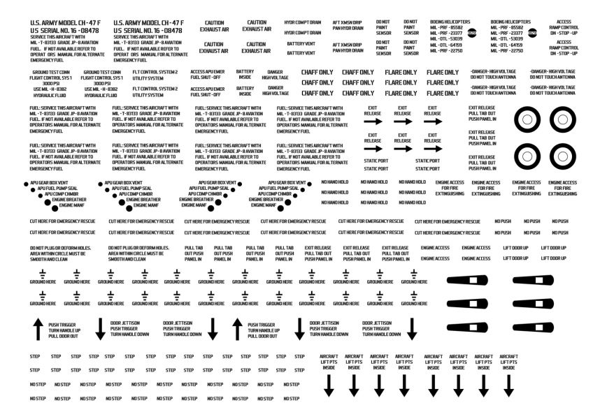 Chinook decal sheet wet transfer