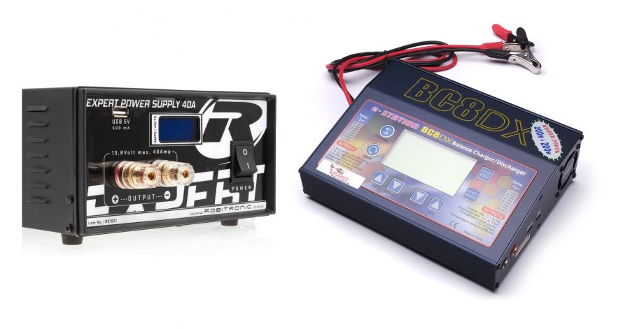 Charger 12V input, 2 outputs including power supply