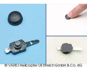 Push-button with rubber cap