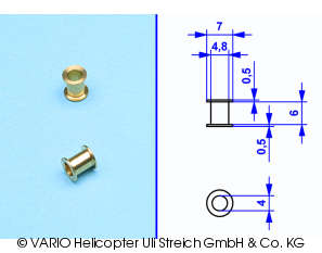 Foring med flens 4 x 7 x 7 mm
