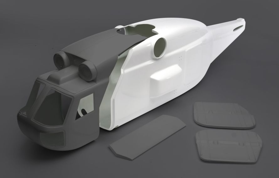 Rear fuselage part Kamov KA-32 1:10, incl. cut-outs